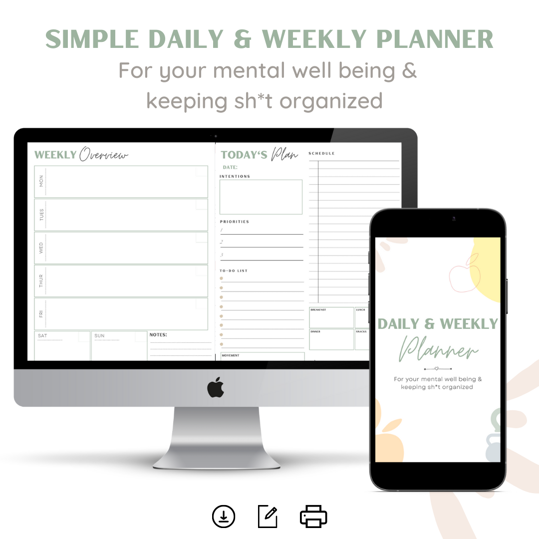 Simple Daily & Weekly Planner - for your mental well-being and keeping sh*t organized