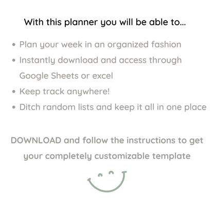 Digital Weekly Meal Planner, Grocery List, and Macronutrient Calculator