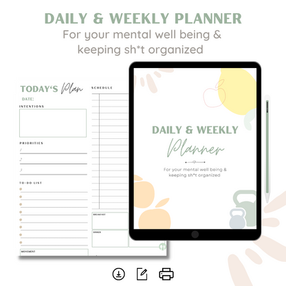 Simple Daily & Weekly Planner - for your mental well-being and keeping sh*t organized