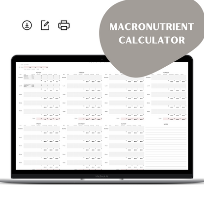 Digital Weekly Meal Planner, Grocery List, and Macronutrient Calculator